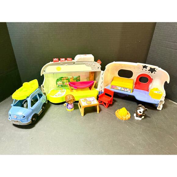 Fisher Price Little People Light Up Learning Camper Canoe Truck Puppy Chair #1 - Picture 1 of 8